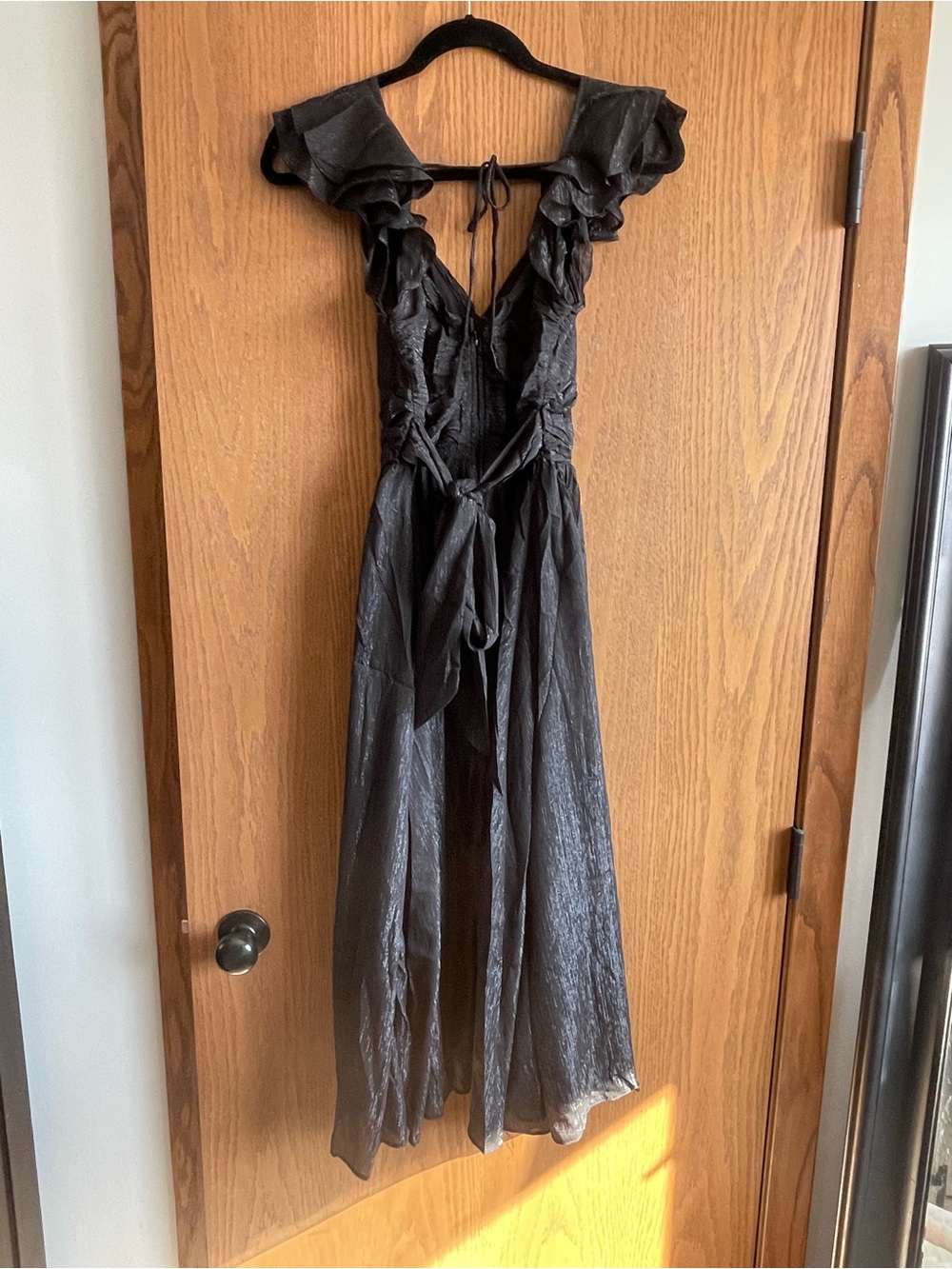 Francesca's Shimmer Ruffle Detail Dress - Picture 2 of 5